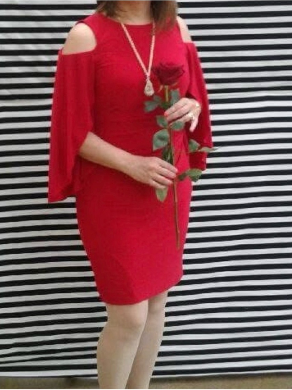 Ralph Lauren Red Cold-Shoulder Mini Dress